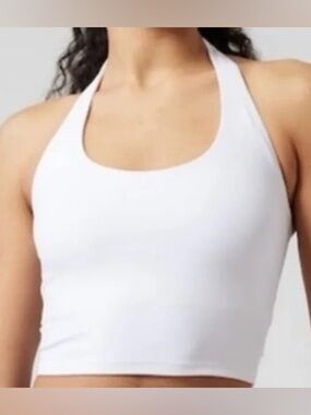 Athleta Halter Crop Bra White Size Medium
